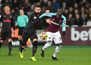 West Ham United V Arsenal 2017-18 Prints: Giroud vs Obiang: Intense Clash Between West Ham and Arsenal in Premier League
