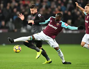 West Ham United V Arsenal 2017-18 Prints: Giroud vs. Obiang: A Premier League Battle at London Stadium