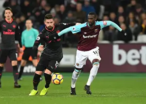 West Ham United V Arsenal 2017-18 Prints: Giroud vs Obiang: A Willful Clash in the Premier League Showdown between Arsenal and West Ham