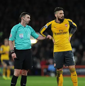 AFC Bournemouth V Arsenal 2016-17 Prints: Giroud vs. Oliver: Intense Argument during AFC Bournemouth vs Arsenal (2016-17)