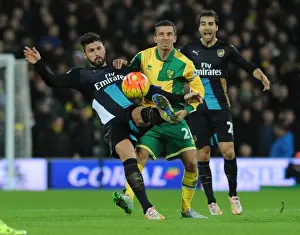 Norwich City V Arsenal 2015-16 Prints: Giroud vs. O'Neil: A Premier League Showdown at Carrow Road