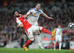 Arsenal V Sunderland 2016-17 Prints: Giroud vs. O'Shea: Intense Battle at the Emirates - Arsenal v Sunderland