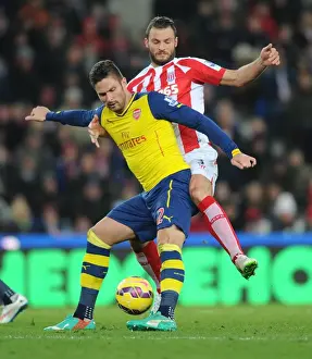 Stoke City V Arsenal 2014-15 Prints: Giroud vs Pieters: A Strategic Face-Off at Britannia Stadium - Arsenal vs Stoke City