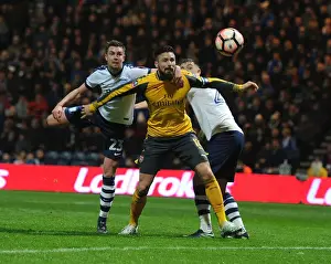 Preston North End V Arsenal - FA Cup - 2017 Prints: Giroud vs Preston's Defense: A FA Cup Battle at Deepdale