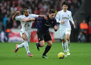 Swansea V Arsenal - FA Cup 3rd Rd 2012-13 Prints: Giroud vs. Routledge: Clash at the Liberty - FA Cup Third Round Showdown