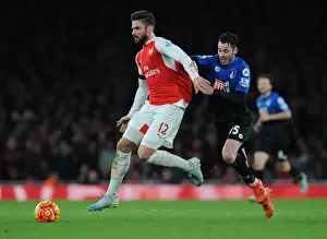 Arsenal V Bournemouth 2015-16 Prints: Giroud vs Smith: A Football Battle at the Emirates - Arsenal vs Bournemouth (2015-16)