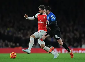Arsenal V Bournemouth 2015-16 Prints: Giroud vs Smith: A Premier League Showdown - Arsenal vs Bournemouth