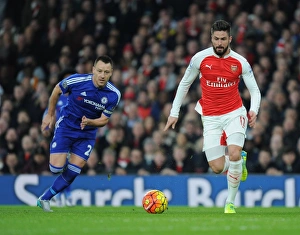 Arsenal V Chelsea 2015-16 Prints: Giroud vs. Terry: Intense Moment - Arsenal vs. Chelsea (Premier League 2015-16)