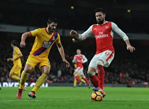 Arsenal V Crystal Palace 2016-17 Prints: Giroud vs Tomkins: Intense Battle in Arsenal vs Crystal Palace Premier League Clash