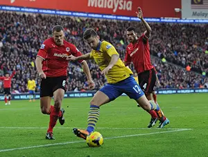 Cardiff City V Arsenal 2013-14 Prints: Giroud vs Turner: Intense Moment at Cardiff City Stadium - Arsenal vs Cardiff (2013-14)