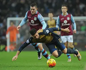 Aston Villa V Arsenal 2015-16 Prints: Giroud vs. Veretout: A Premier League Battle at Villa Park