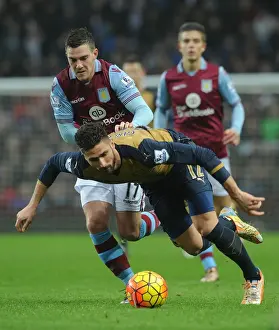 Aston Villa V Arsenal 2015-16 Prints: Giroud vs. Veretout: A Premier League Showdown at Villa Park