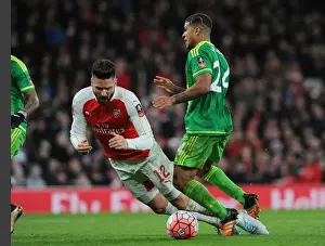 Arsenal V Sunderland FA Cup 2015-16 Prints: Giroud vs Yedlin: A Battle at Emirates Stadium - Arsenal vs Sunderland FA Cup Clash, 2016