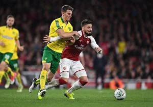 Images Dated 24th October 2017: Giroud vs. Zimmermann: A Battle in the Carabao Cup Clash between Arsenal and Norwich