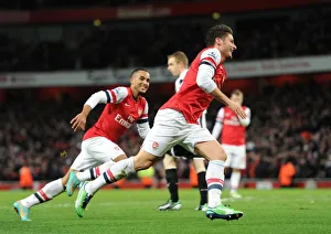 Arsenal V Newcastle United 2012-13 Prints: Giroud and Walcott Celebrate Arsenal's Sixth Goal vs. Newcastle United (2012-13)