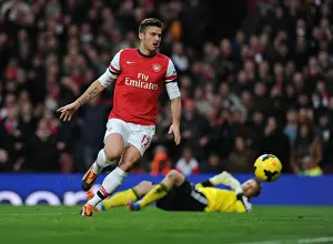 Arsenal V Southampton 2013-14 Prints: Giroud's Dramatic Goal: Arsenal's Thrilling Victory Over Southampton