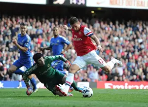 Arsenal V Chelsea 2012-13 Prints: Giroud's Heart-Breaking Near-Miss: Arsenal's Star Forward Scores Past Cech