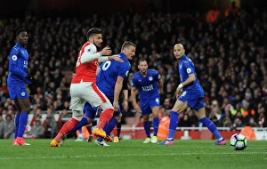 Arsenal V Leicester City 2016-17 Prints: Giroud's Pressure Forces Own Goal: Arsenal vs. Leicester City (2016-17)