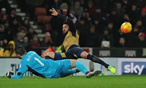 Stoke City V Arsenal 2015-16 Prints: Giroud's Saved Shot: Stoke City vs Arsenal