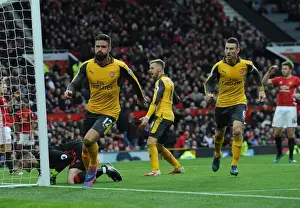 Manchester United V Arsenal 2016-17 Prints: Giroud's Stunner: Arsenal's Spectacular Goal at Old Trafford - Manchester United vs