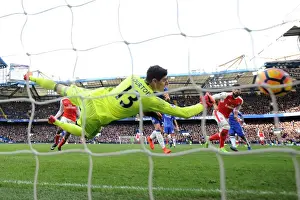 Chelsea V Arsenal 2016-17 Prints: Giroud's Stunner: Arsenal's Upset Win Over Chelsea as Giroud Scores Past Courtois