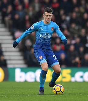 AFC Bournemouth V Arsenal 2017-18 Prints: Granit Xhaka in Action: AFC Bournemouth vs Arsenal, Premier League 2017-18