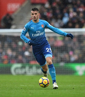 Southampton V Arsenal 2017-18 Prints: Granit Xhaka: In Action for Arsenal Against Southampton, Premier League 2017-18