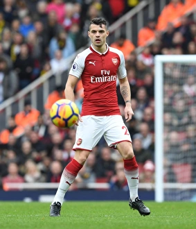 Arsenal V Watford 2017-18 Prints: Granit Xhaka in Action: Arsenal vs. Watford, Premier League 2017-18