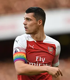 Granit Xhaka in Action: Arsenal vs. Tottenham Premier League Clash, London 2018