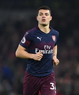 Brighton And Hove Albion V Arsenal 2018-19 Prints: Granit Xhaka in Action: Arsenal vs. Brighton & Hove Albion, Premier League 2018-19