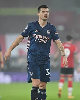 Images Dated 26th January 2021: Granit Xhaka in Action: Arsenal vs. Southampton, Premier League 2020-21 (Behind Closed Doors)