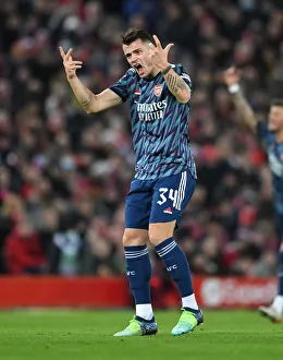 Granit Xhaka in Action: Arsenal vs. Liverpool - Carabao Cup Semi-Final First Leg