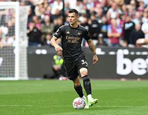 West Ham United V Arsenal 2022-23 Prints: Granit Xhaka in Action: Arsenal vs. West Ham United, Premier League 2022-23