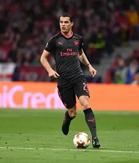 Atletico Madrid V Arsenal 2017-18 Prints: Granit Xhaka in Action: Arsenal vs Atletico Madrid - UEFA Europa League Semi-Final