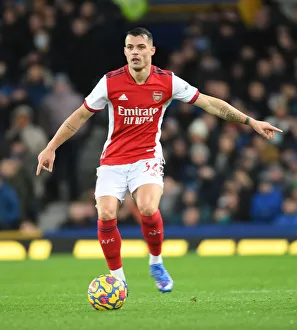 Everton V Arsenal 2020-21 Prints: Granit Xhaka in Action: Arsenal vs Everton, Premier League 2020-21