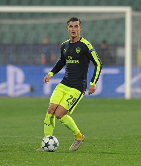 PFC Ludogorets Razgrad V Arsenal 2016-17 Prints: Granit Xhaka in Action: Arsenal vs Ludogorets, UEFA Champions League, 2016