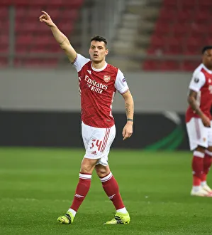 Granit Xhaka in Action: Arsenal vs SL Benfica, UEFA Europa League 2021, Piraeus, Greece