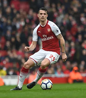 Arsenal V Southampton 2017-18 Prints: Granit Xhaka in Action: Arsenal vs Southampton, Premier League 2017-18
