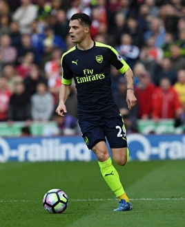 Stoke City V Arsenal 2016-17 Prints: Granit Xhaka in Action: Arsenal vs Stoke City, Premier League 2016-17