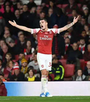 Arsenal V Wolverhampton Wanderers 2018-19 Prints: Granit Xhaka: In Action for Arsenal Against Wolverhampton Wanderers