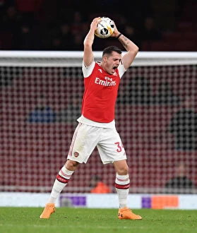 Images Dated 28th November 2019: Granit Xhaka in Action: Arsenal's Europa League Clash vs Eintracht Frankfurt