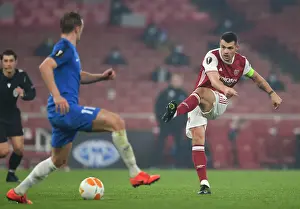 Arsenal V Molde FK 2020-21 Prints: Granit Xhaka in Action: Arsenal's Europa League Battle against Molde FK