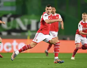 Sporting Lisbon V Arsenal 2022-23 Prints: Granit Xhaka in Action: Arsenal's Europa League Battle against Sporting Lisbon