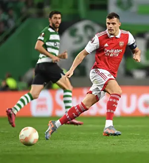 Sporting Lisbon V Arsenal 2022-23 Prints: Granit Xhaka in Action: Arsenal's Europa League Showdown against Sporting CP
