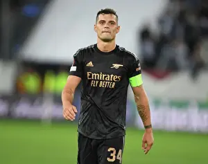 FC Zurich V Arsenal 2022-23 Prints: Granit Xhaka in Action: Arsenal's Midfield Maestro Shines in UEFA Europa League Clash Against FC Zurich
