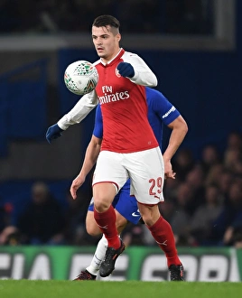 Chelsea V Arsenal - Carabao Cup 1/2 Final 1st Leg 2017-18 Prints: Granit Xhaka in Action: Chelsea vs. Arsenal - Carabao Cup Semi-Final First Leg