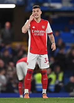 Granit Xhaka in Action: Chelsea vs. Arsenal - Intense Premier League Showdown at Stamford Bridge, 2021-22