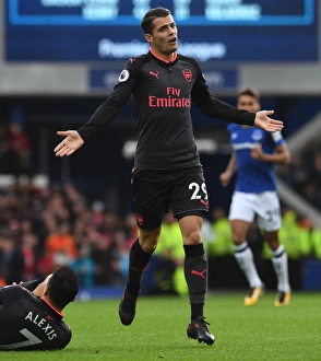 Everton V Arsenal 2017-18 Prints: Granit Xhaka in Action: Everton vs Arsenal, Premier League 2017-18