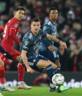 Granit Xhaka in Action: Liverpool vs. Arsenal, Carabao Cup Semi-Final First Leg