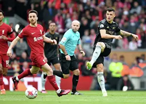 Liverpool V Arsenal 2022-23 Prints: Granit Xhaka in Action: Premier League Showdown at Anfield - Passing the Ball